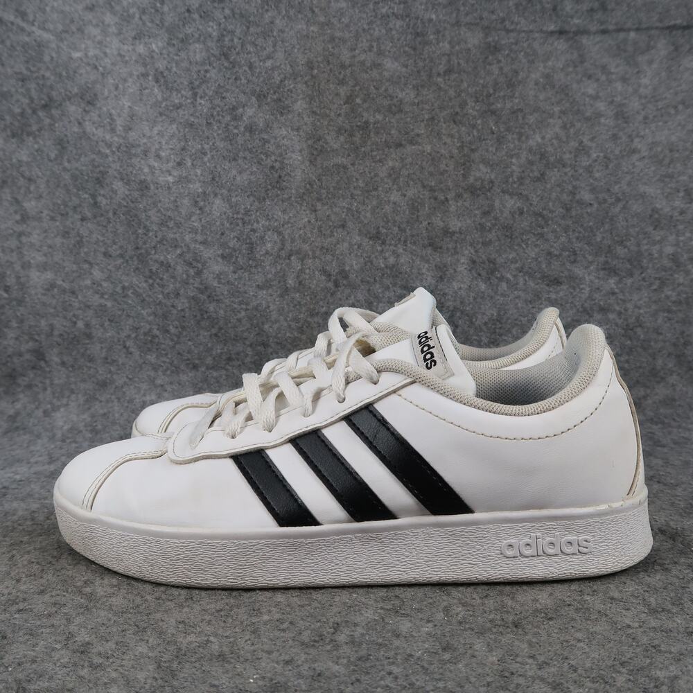 Adidas Shoes Youth 4 Casual Sneakers Court Trainers White Black Lace Up Big Kids - Picture 4 of 11